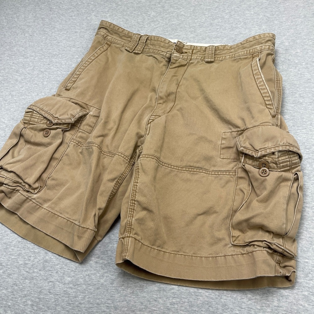 Polo Ralph Lauren Mens 36 Tan Chino Cargo Shorts Heavy Twill Multi Pocket 10"